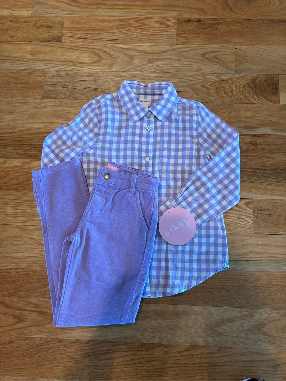 Crewcuts Lavender Gingham Button-Down Shirt and bisby Lilac Pants